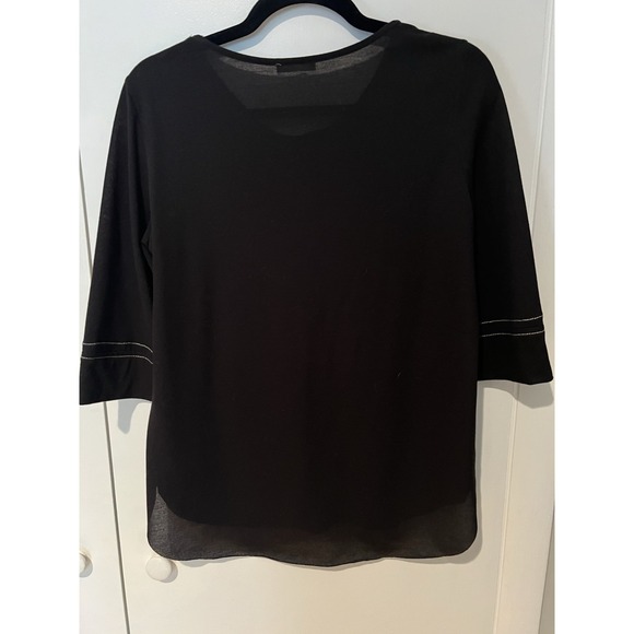 Zara Woman Fashion Stylish 3/4 Sleeve Shirt Blouse Black Size Medium Suede - Picture 5 of 5